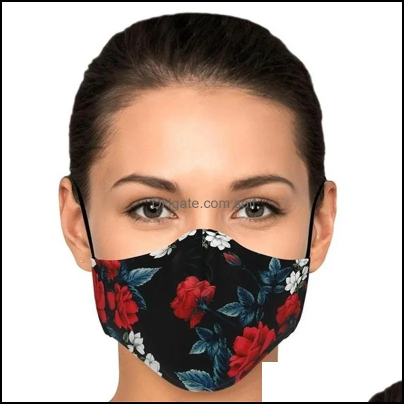 Adjustable Breathables Mouth Mask Printing Washable Mascarilla Easy To Carry Flower Respirators Adult Dustproof