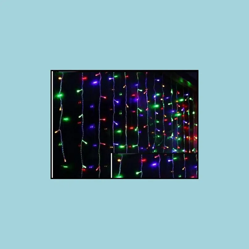 new 12m droop 0 7m 360 led icicle string light christmas wedding xmas party decoration snowing curtain light and tail plug