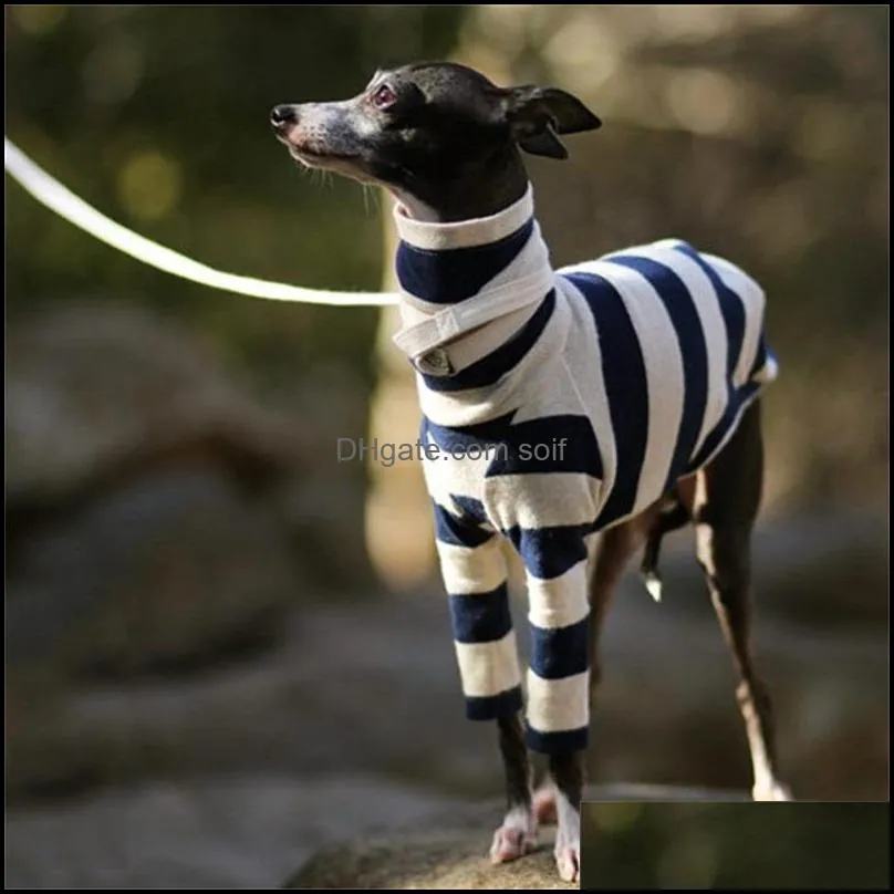 dogs stripe coats high collar two long sleeves winter keep warm coat pet dog accessories clothes fashion 23bya f2