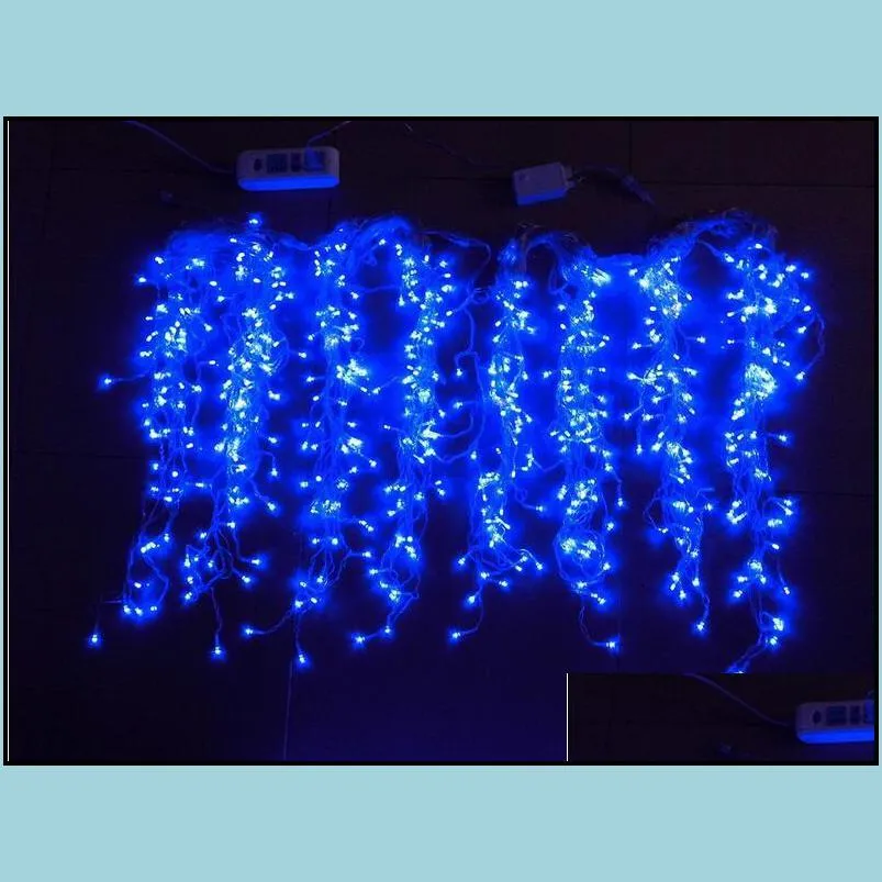 20mx0 65m 600 leds holiday christmas garden curtain icicle string led lights decoration 8 flash modes waterproof ac 110v220v 
