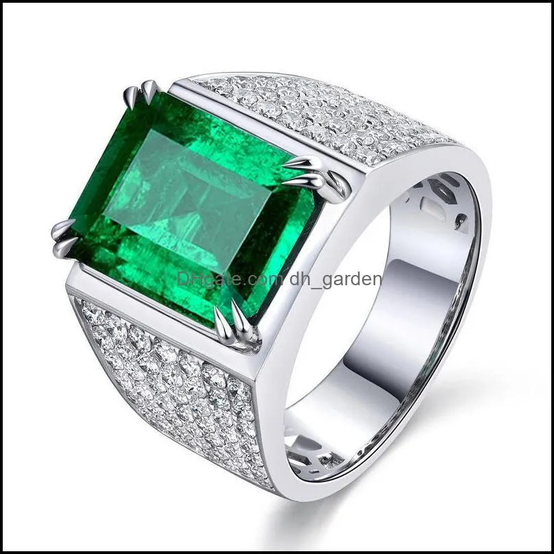 wedding rings luxury white gold green crystal colour zircon gems cocktail party women mens anniversary jewelry giftswedding brit22