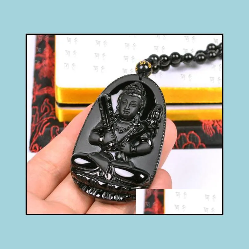 medallion seiko frosted natural obsidian necklace void tibetan buddha pendant male zodiac bull and tiger patron