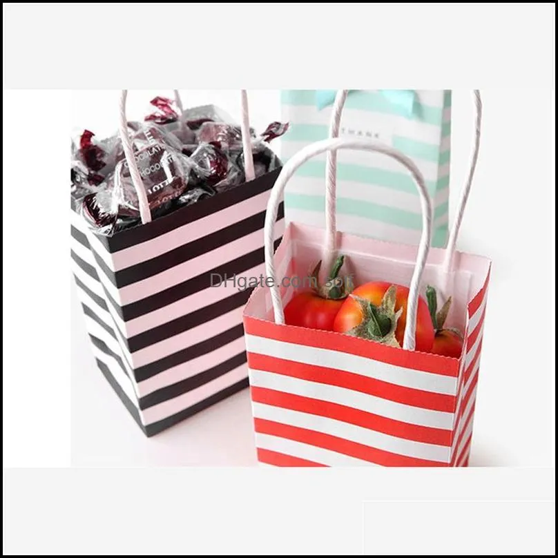 Mini White Card Paper Bags Candy Color Packaging Bag With Handles Stripe Kraft Fashion Storage Handbag Shopping Custom 0 74hb B2