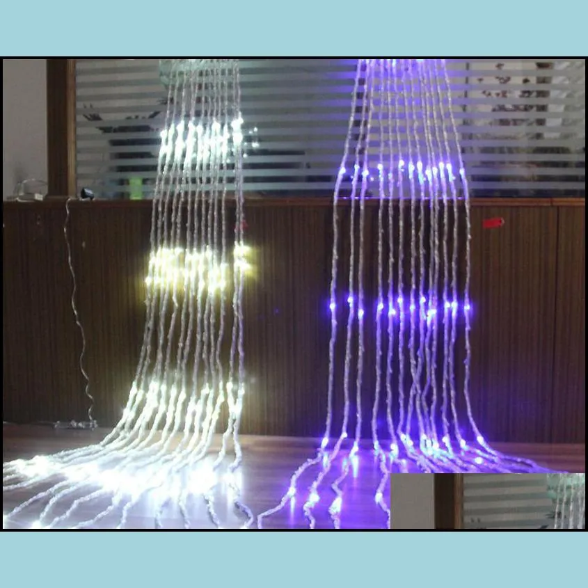 3x3m 320 led waterfall icicle curtain led string fairy light christmas water flow meteor shower rain string light