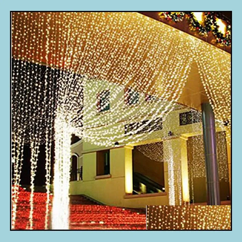 rgb 300 leds 3mx3m led waterfall outdoor string light christmas wedding party holiday garden led curtain lights decoration ac110v250v