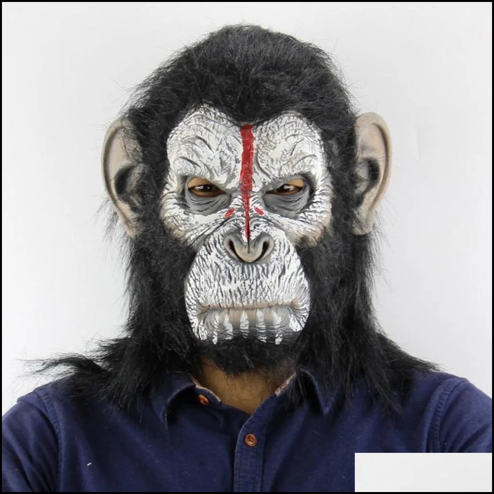 planet of the apes halloween cosplay gorilla masquerade mask monkey king costumes caps realistic monkey mask y200103