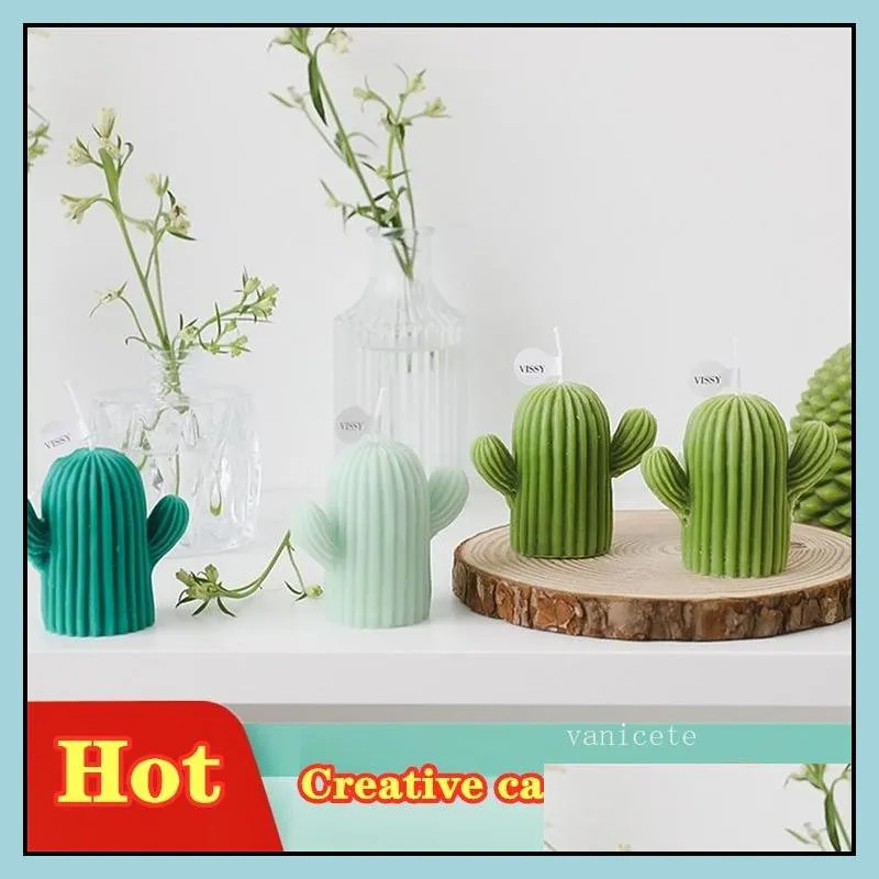 creative cactus candle handmade soybean wax for home decor po props diy candle birthday gift souvenir zc684