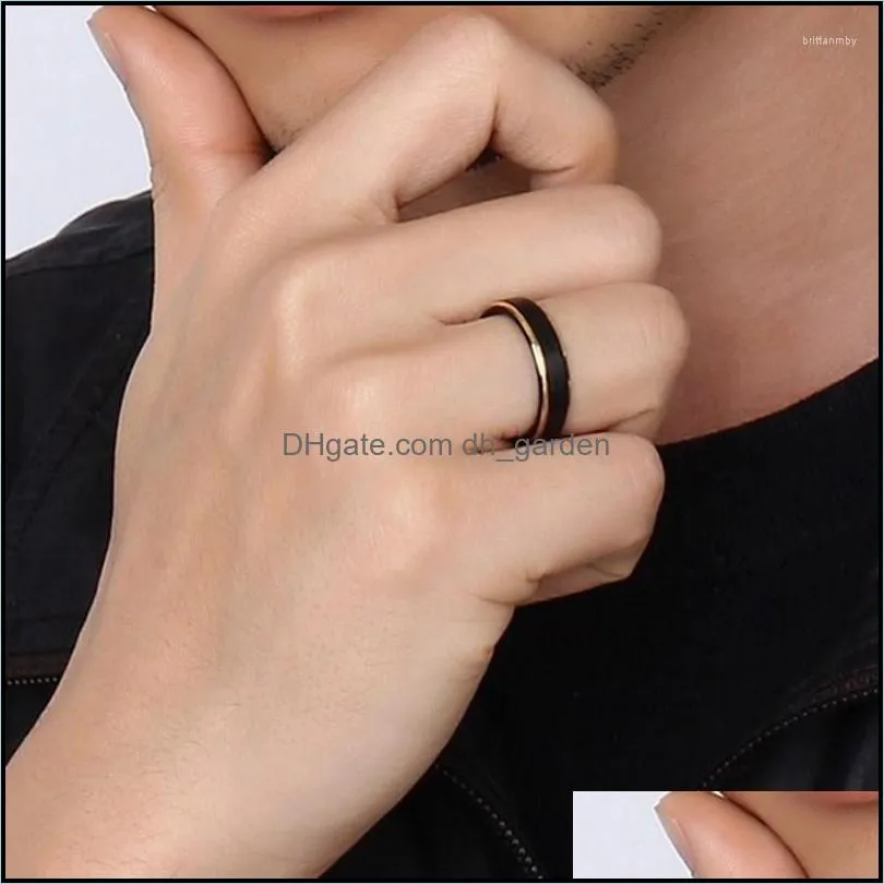 wedding rings fashion 5mm tungsten ring for men simple black goldcolor band gift jewelry accessoriescr0015