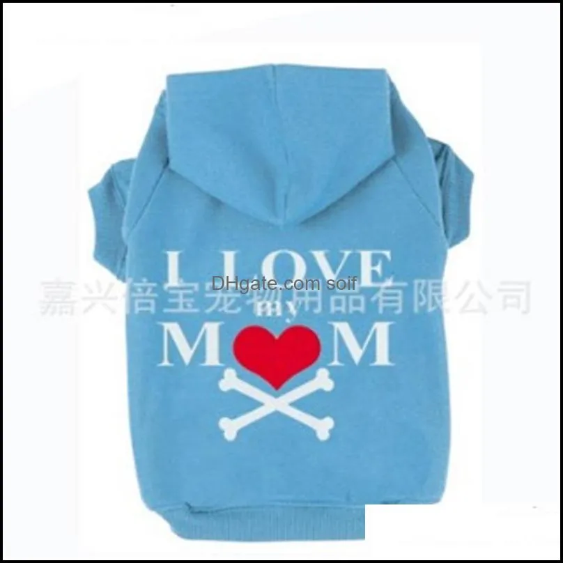 dog apparel clothes cute fleece hoodie coat printing i love my mom heart bone shirt cap puppy sweater pet supplies 15 5bb bb
