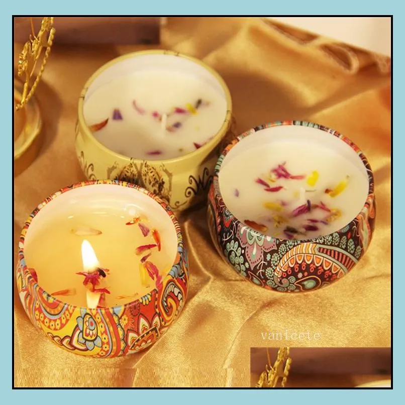 fragrance dried flowers creative iron cans aromatherapy candles household flower birthday candles hand gift candleszc1230