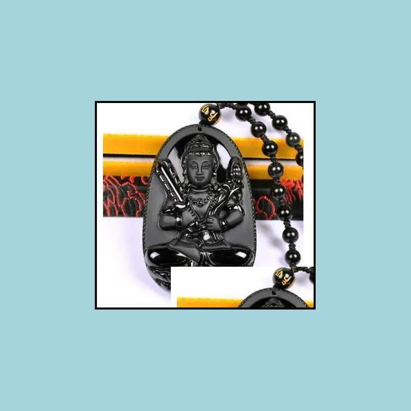 medallion seiko frosted natural obsidian necklace void tibetan buddha pendant male zodiac bull and tiger patron