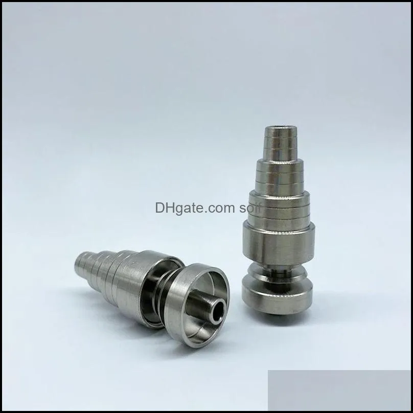 Universal Domeless 6 in 1 Titanium Nails 10mm 14mm 18mm Joint Male and Female GR2 Domeless Nail Glass Bongs Water Pipes Dab Rigs 2712
