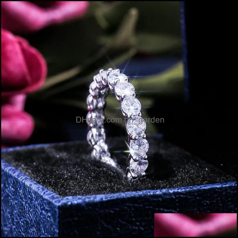 wedding rings hyperbole round finger ring band with full circle zircon stone dazzling women jewelry luxury proposal present