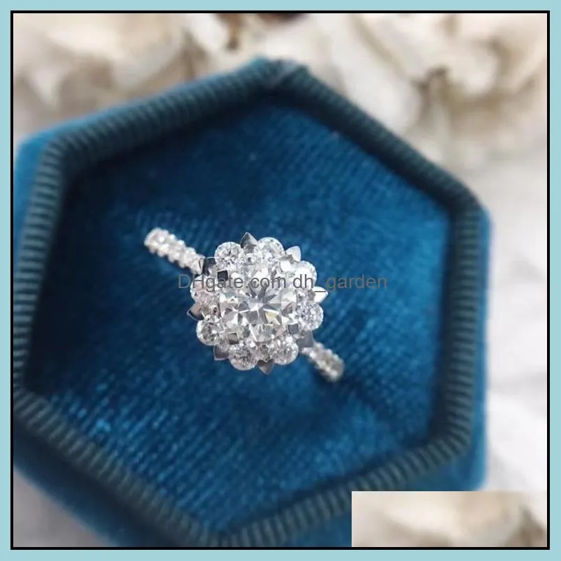 wedding rings trendy female crystal snowflake thin ring luxury silver color for women dainty white zircon stone engagement ringwedding