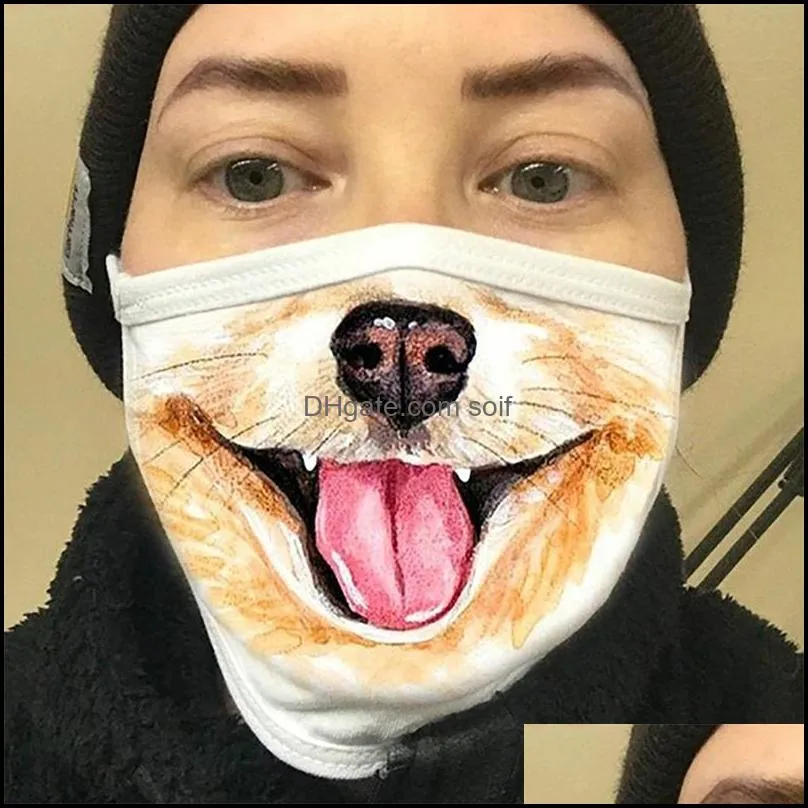 Cloth Black Face Mask Tooth Fashion Reusable Mascarilla Breathable Anti Dust Mouth Respirator Lady Ear Hanging Protect Dog Man 5mg B2