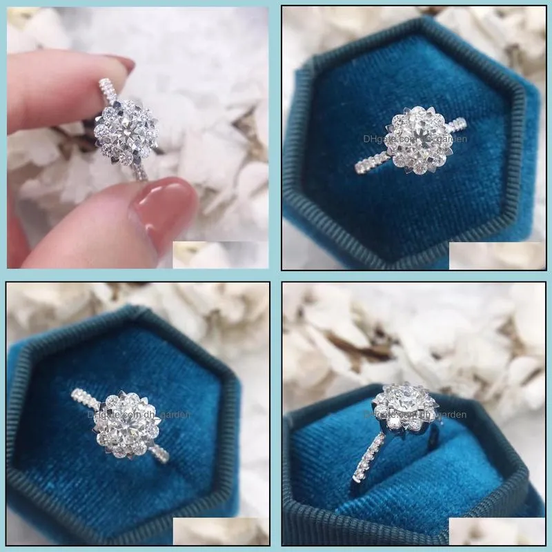 wedding rings trendy female crystal snowflake thin ring luxury silver color for women dainty white zircon stone engagement ringwedding