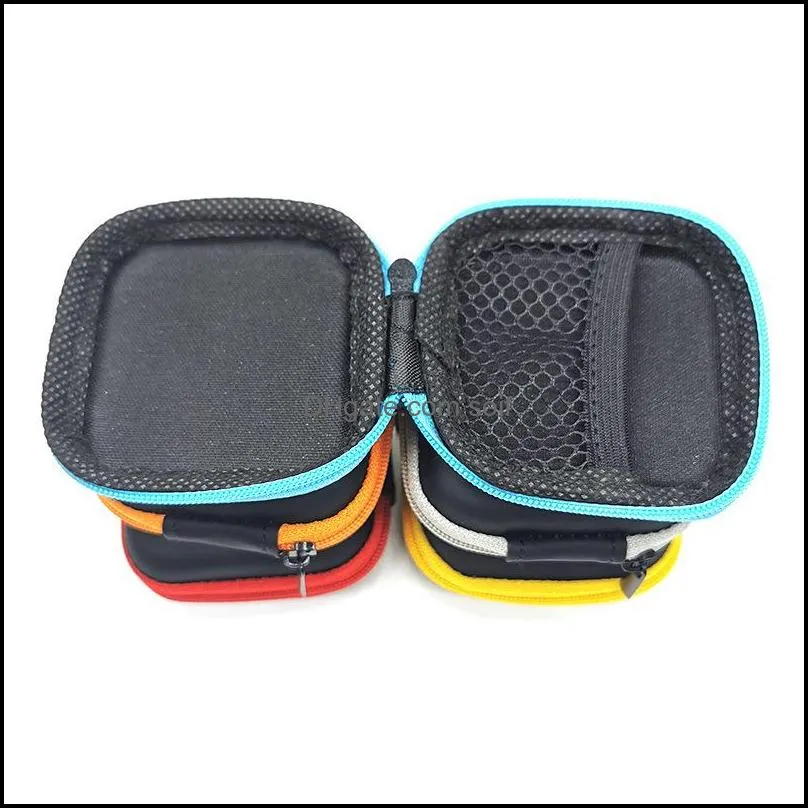 Mini Zipper Earphone box Protective USB Cable Organizer Spinner Storage Bags Headphone Case PU Leather Earbuds Pouch 6 O2