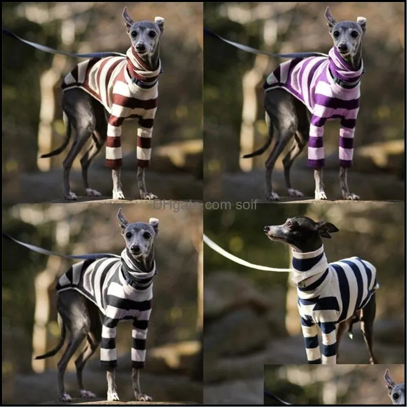 dogs stripe coats high collar two long sleeves winter keep warm coat pet dog accessories clothes fashion 23bya f2