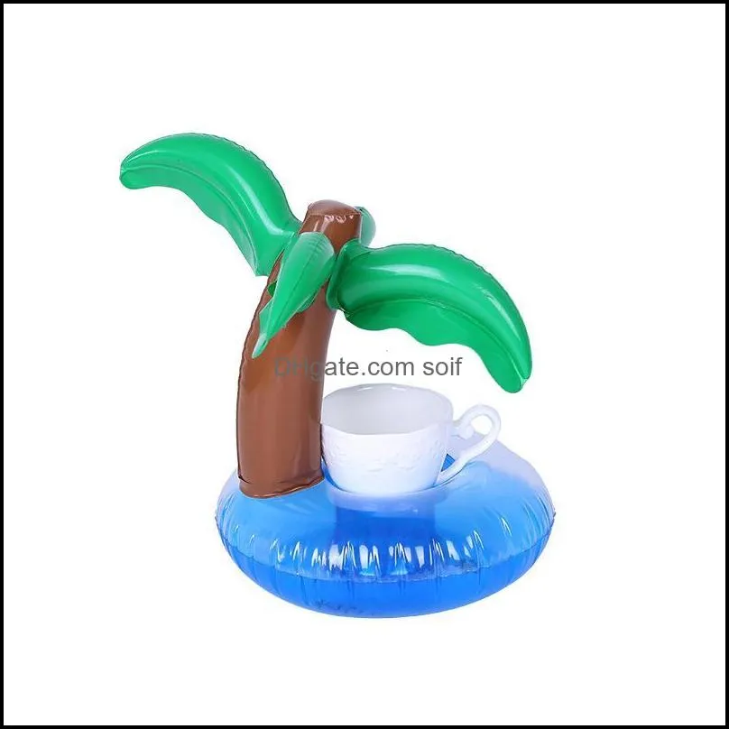 Mini Inflatable Coaster Coconut Tree Crab Swan Cup Holder Fun Beach Party Swimming Pool Float Toy Home Decor Supplies