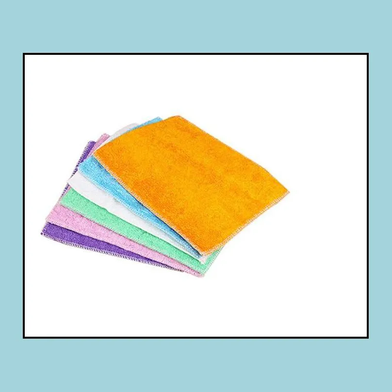 bamboo fiber scouring pad towel dishcloth bamboo fiber oil washing towels scouring pad kitchen gadget