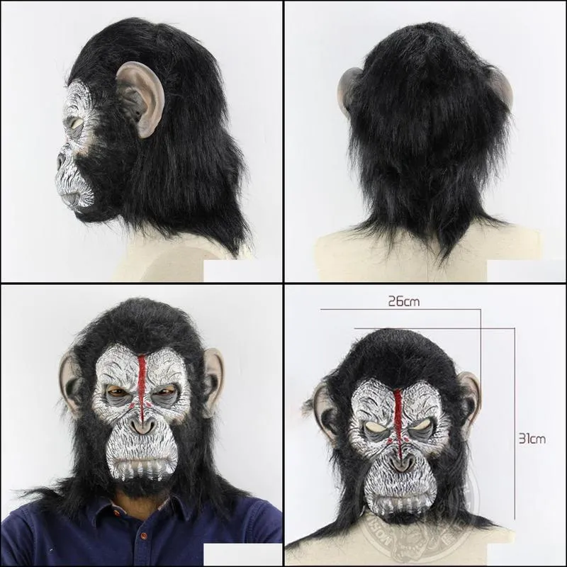 planet of the apes halloween cosplay gorilla masquerade mask monkey king costumes caps realistic monkey mask y200103