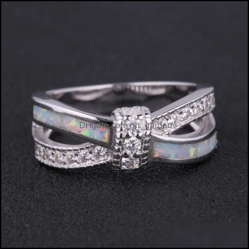 wedding rings hainon mystic rainbow white fire opal for women black gold filled party finger ring elegant vintage jewelry christmas