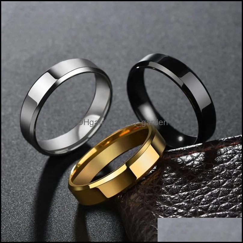 wedding rings stainless steel black for women men jewelry width 6mm custom name logoweddingwedding brit22