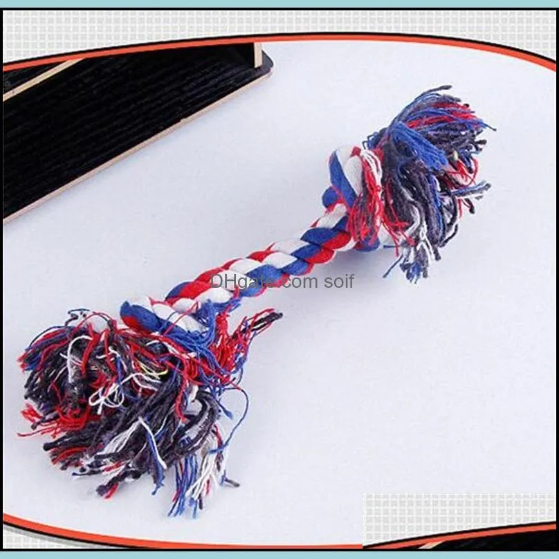 Pets DogS Cotton Chews Knot Toys Colorful Durable Braided Bone Rope 18CM Funny Dog Cat Toy M2