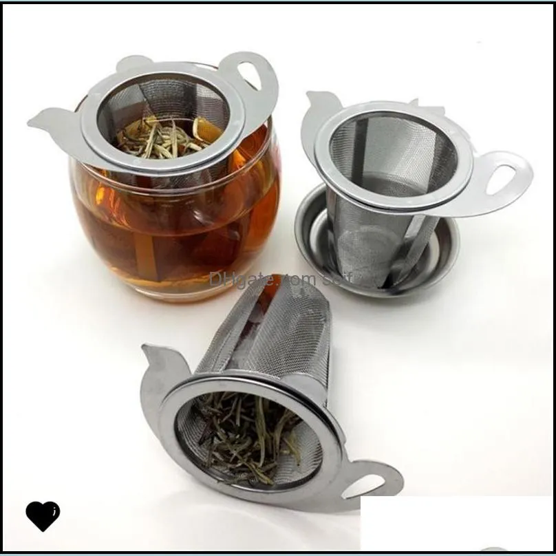 Tea Mesh Metal Infuser Stainless Steel Cup Strainer Leaf Filter with Cover New Kitchen Accessories Tea Infusers 417 N2