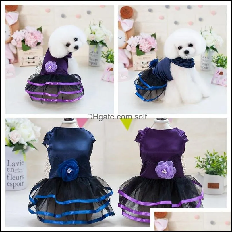 pet princess dresses apparel dog cat summer cute dress dogs sweet puppy wedding skirts 426 v2