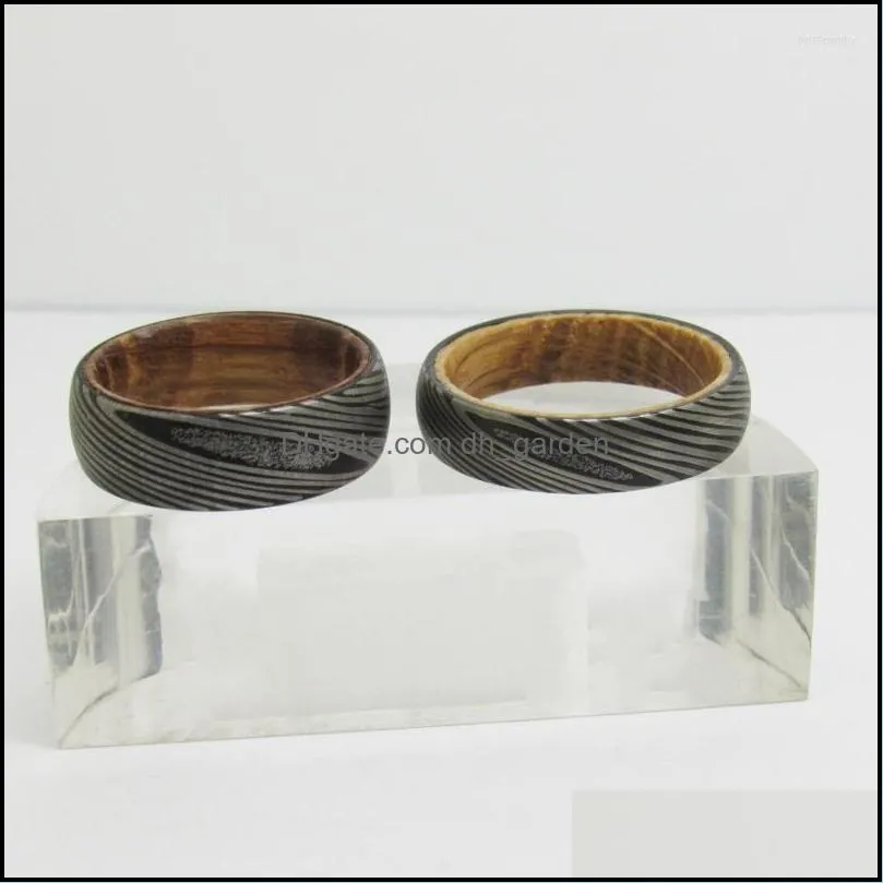 wedding rings original 6mm/8mm width man wooden tungsten carbide band with oak wood and damascus steel pattern for gift 613