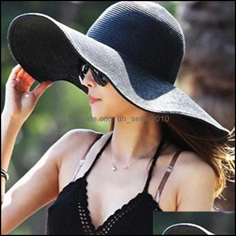 sunshade large brimmed straw hat wide brim hats beach big brim woman photograph foldable cap 10 5zz f2