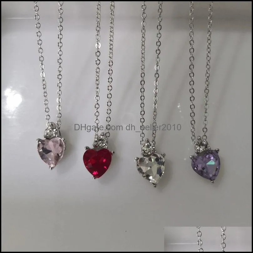 women fashion jewelry sets heart shape pendant necklaces wedding bride zircon necklace earrings set 601 k2