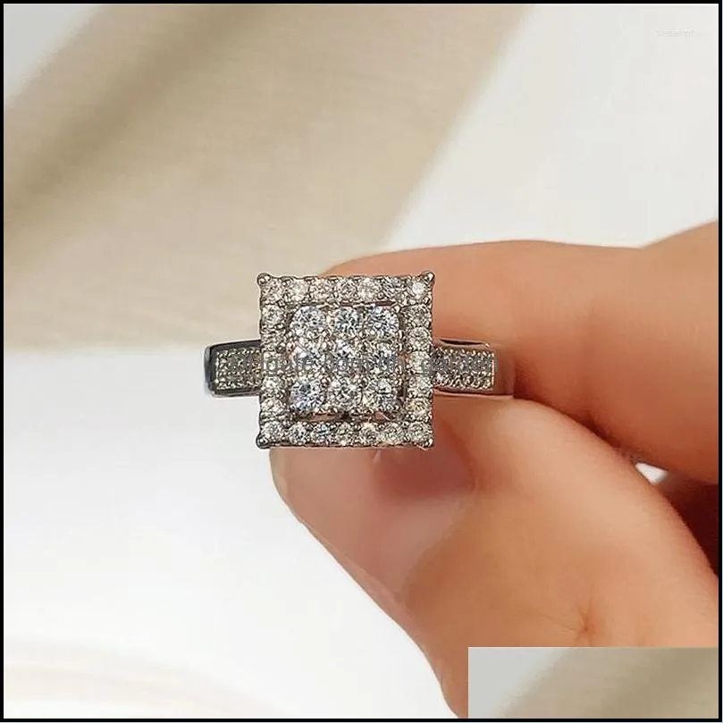 wedding rings fashion square design women ring for engagement bling cz stone luxury female finger accessories party jewelry