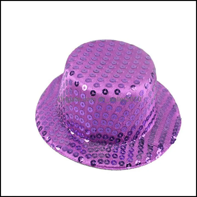 sequins stingy brim hats 13cm diy round top headwear caps bar dancing party womens mens colorful