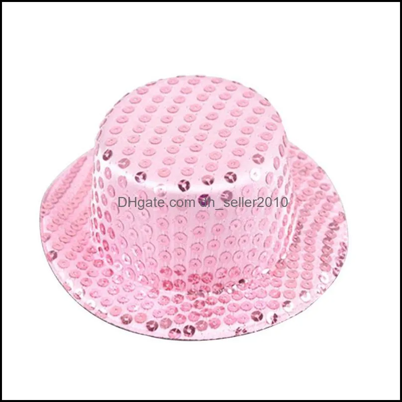 sequins stingy brim hats 13cm diy round top headwear caps bar dancing party womens mens colorful