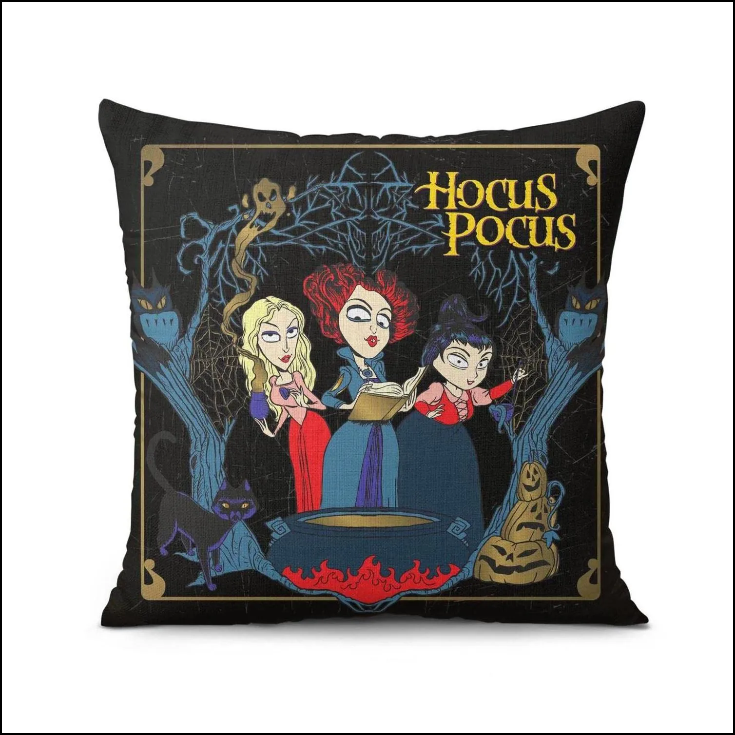 pillow case halloween throw er hocus pocus sisters witches 18 x inch home decorations cushion for sofa couch set of 4 drop d homefavor