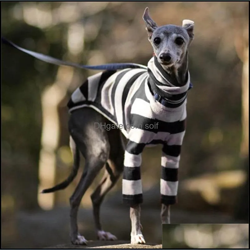 dogs stripe coats high collar two long sleeves winter keep warm coat pet dog accessories clothes fashion 23bya f2