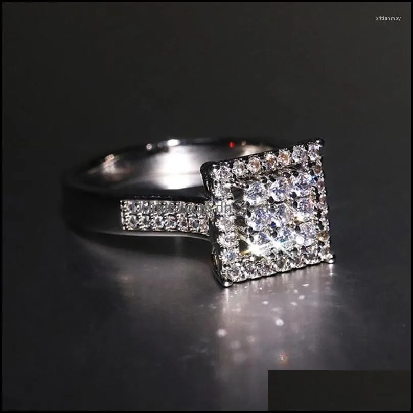 wedding rings fashion square design women ring for engagement bling cz stone luxury female finger accessories party jewelry