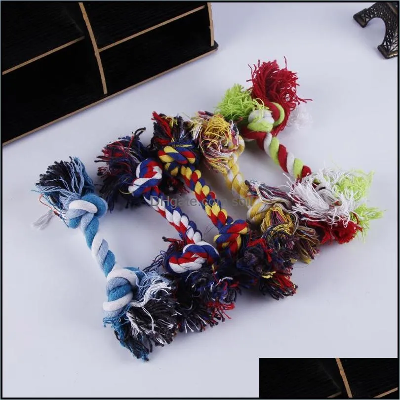 Pets DogS Cotton Chews Knot Toys Colorful Durable Braided Bone Rope 18CM Funny Dog Cat Toy M2