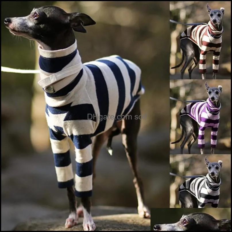 dogs stripe coats high collar two long sleeves winter keep warm coat pet dog accessories clothes fashion 23bya f2