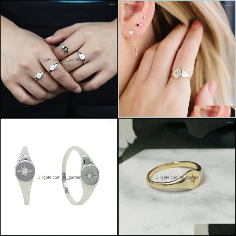 wedding rings midi minimal paved cz delicate north star top quality cute elegant girls jewelry fashion gold color simple ring
