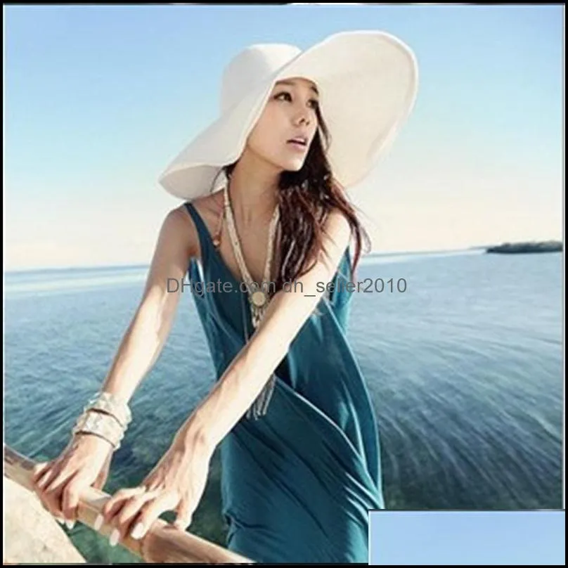 sunshade large brimmed straw hat wide brim hats beach big brim woman photograph foldable cap 10 5zz f2