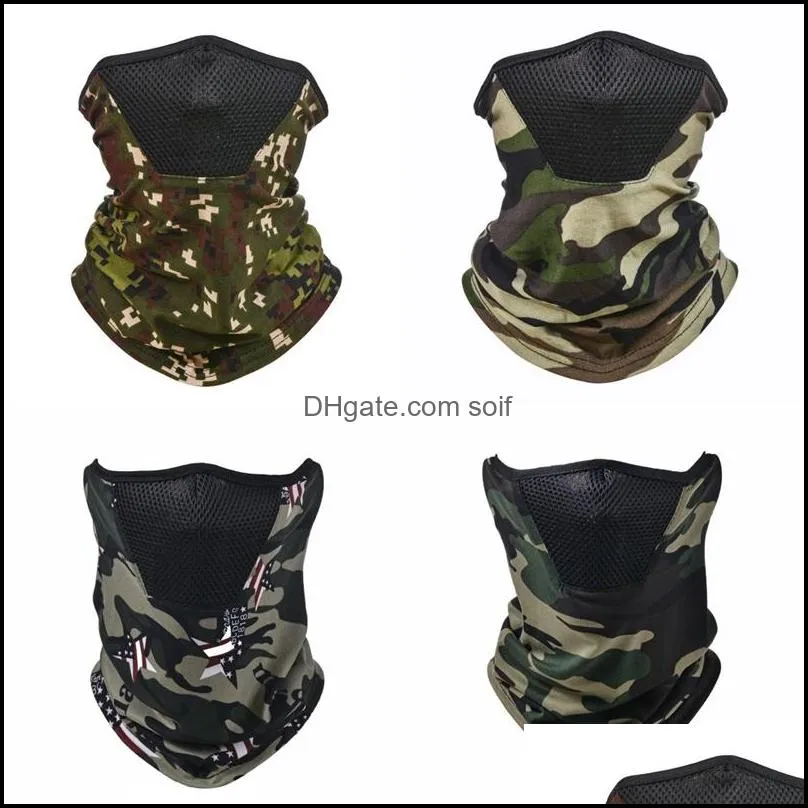Outdoors Motion Magic Scarf Foldable Men Respirable Neck Gaiter Protection Dustproof Windproof Camouflage Mask Sunscreen