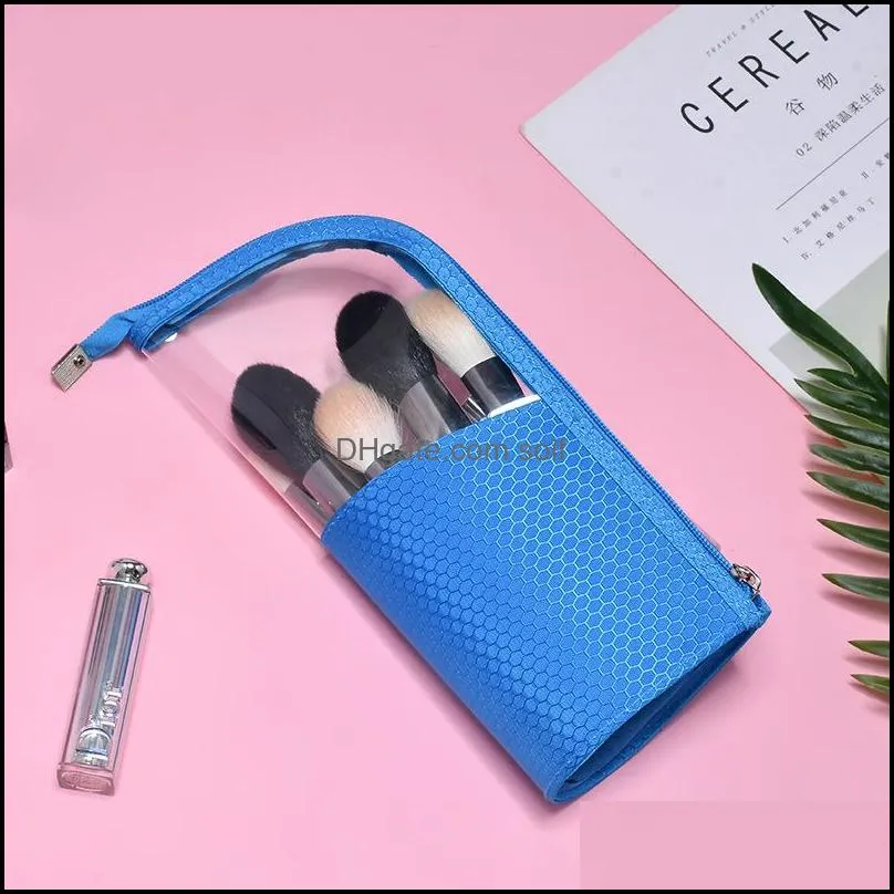 Women Transparent Makeup Bag With Zipper Waterproof Eyebrow Pencil Storage Bags Fit Traveling Cosmetic Pouch Blue Black Color 11 5hd