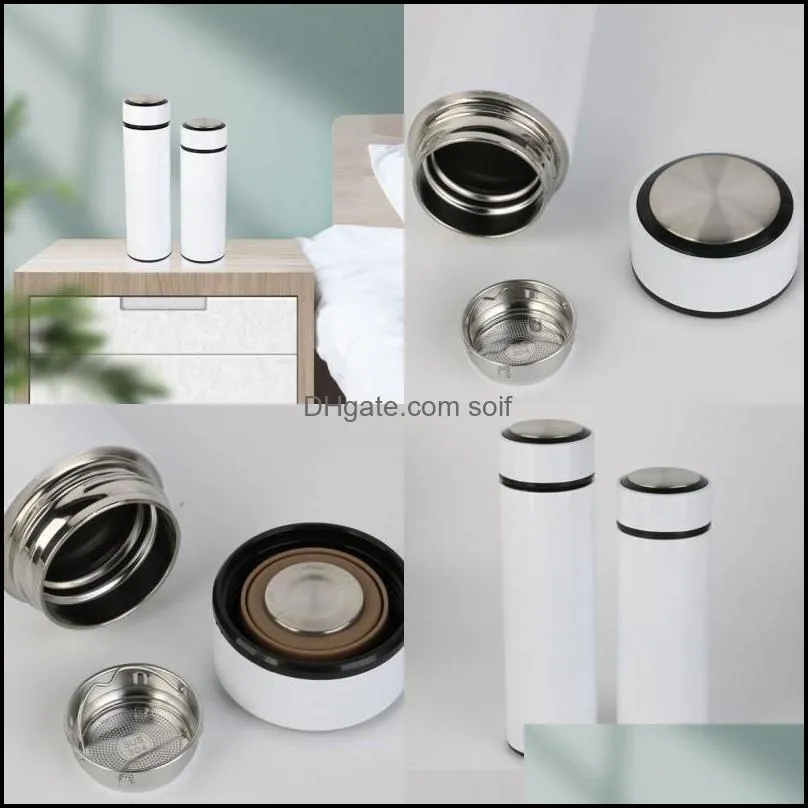 Sublimation Blank Thermos Cups Men Women Fashion White Coating Flat Head Straight Form Stainless Steel Vacuum Cup 13 5xy2 J2