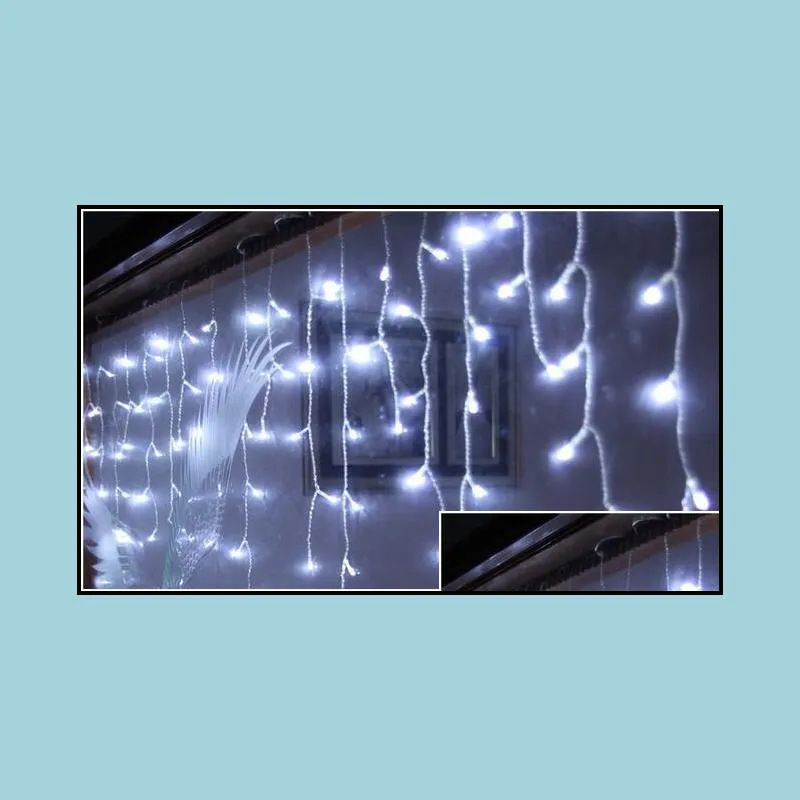 20mx0 65m 600 leds holiday christmas garden curtain icicle string led lights decoration 8 flash modes waterproof ac 110v220v 