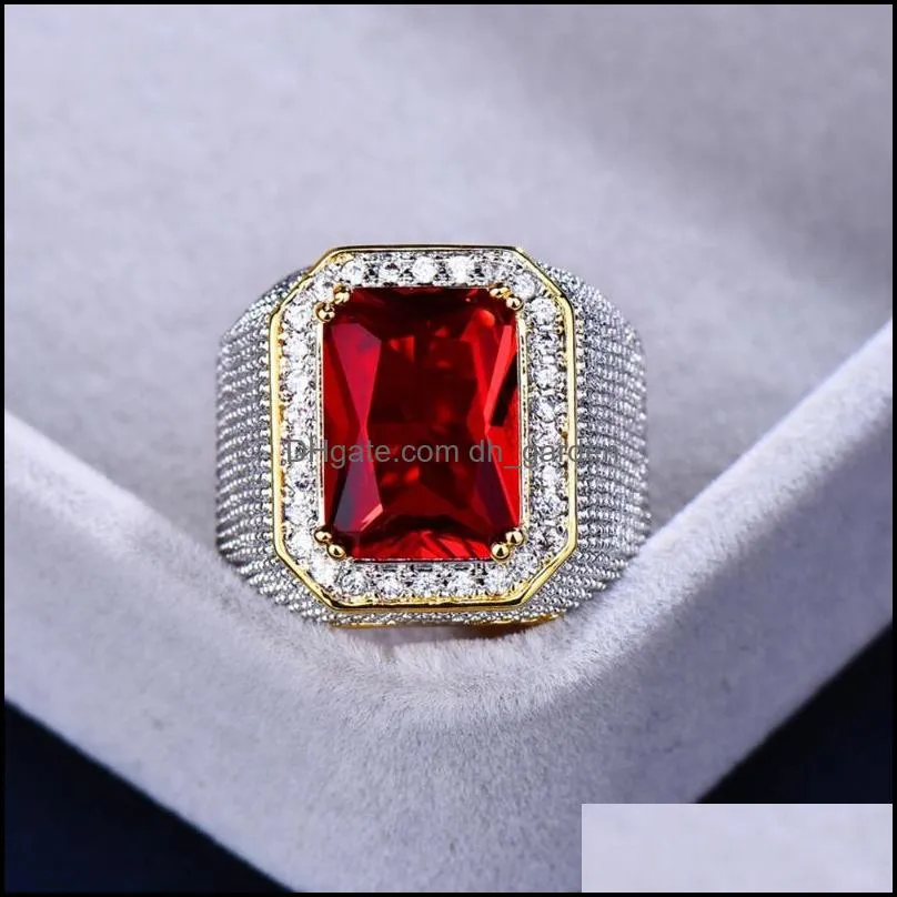 wedding rings gorgeous male female big red engagement ring cute yellow gold jewelry zircon stone vintage for men and womenwedding