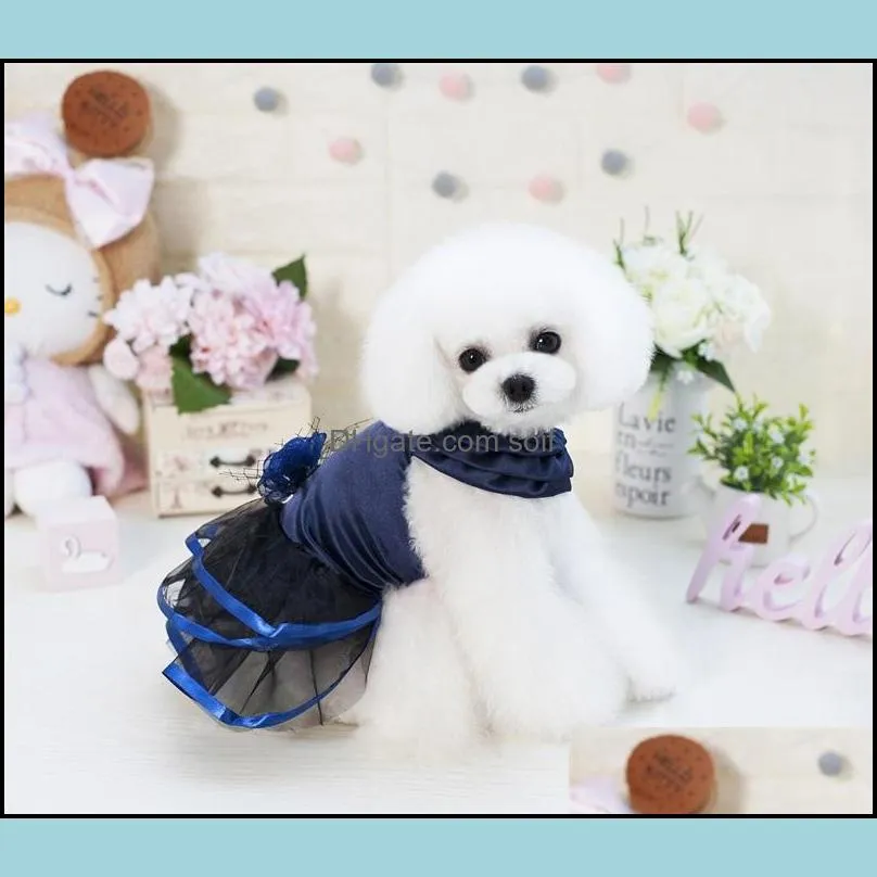 pet princess dresses apparel dog cat summer cute dress dogs sweet puppy wedding skirts 426 v2