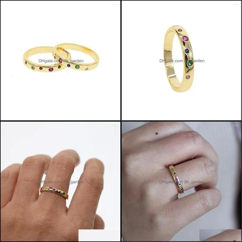 wedding rings christmas eternity ring fancy simple boho finger jewelry brand gold color bezels rainbow colorful cz cute gifts for